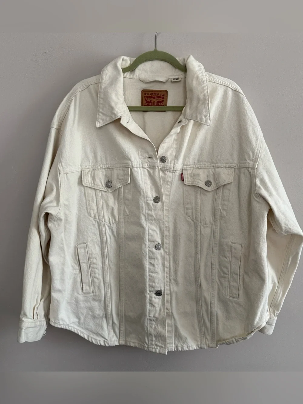 Levi’s Oversized White Denim Jacket Shacket Size XL